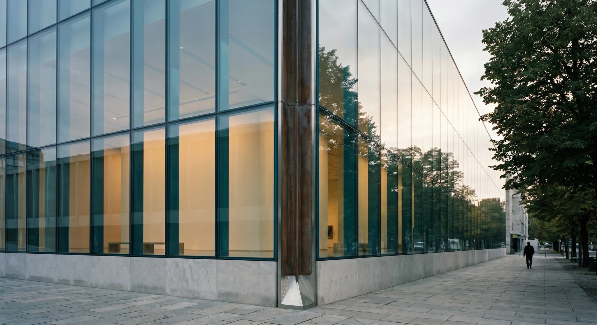 Museum facade engineering, contemporary institutional envelope with jumbo glazing