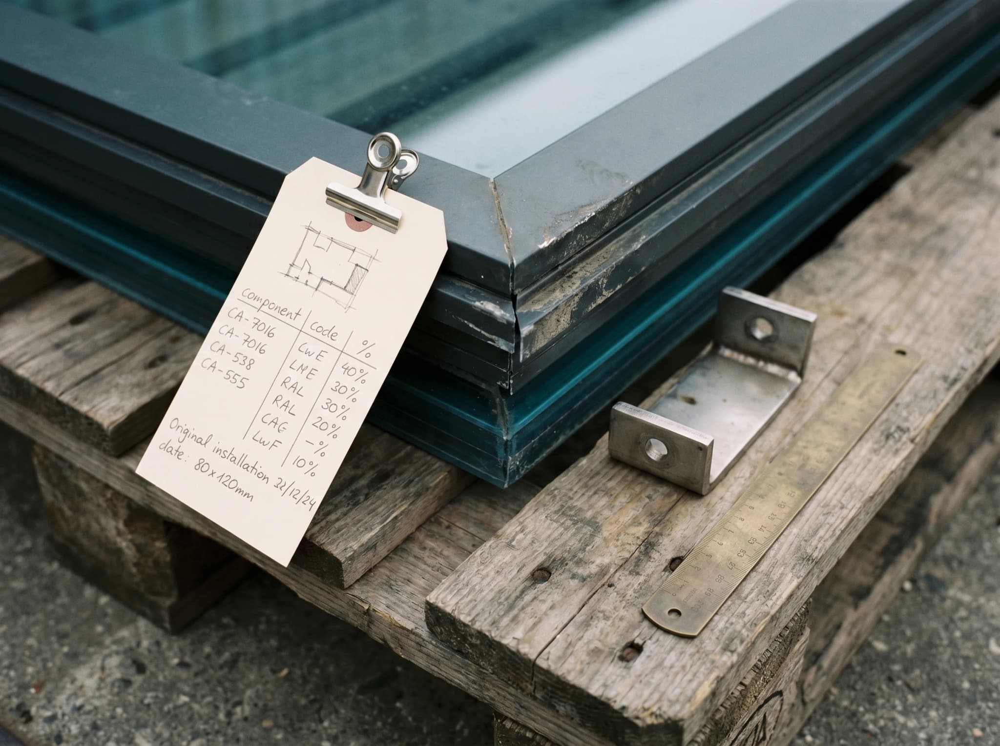 Material passport, forensic tag on dismounted panel with stainless attachment